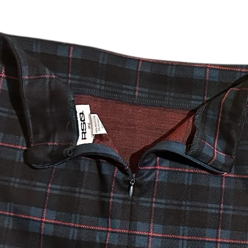 RSQ black,blue,red midi plaid skirt size S.